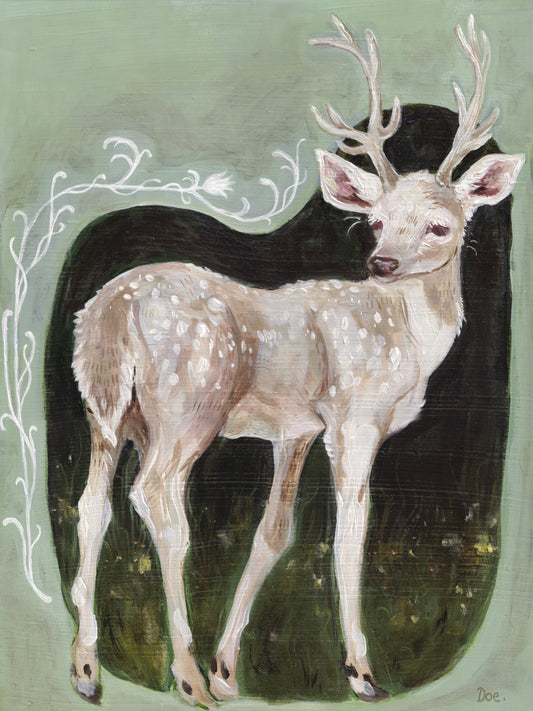 Albino deer A4 Print
