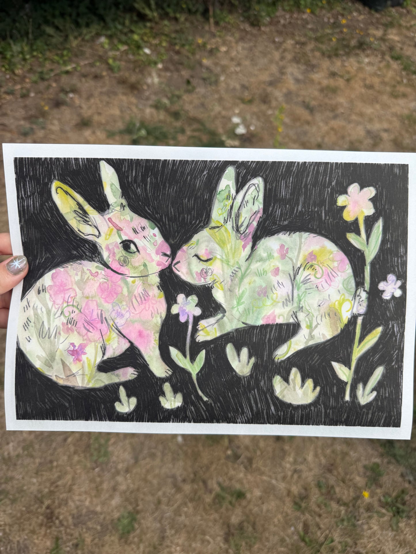 Flower bunnies Print